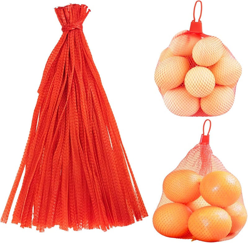 Dupiulk Reusable Mesh Produce Bags, 20 Inch Seafood Boil Bags for Crab Clam Shrimp Cooking, Onion Potato Storage Vegetable Packaging Net Bag with Loop-style Closures (100Pcs-Red) - Image 1